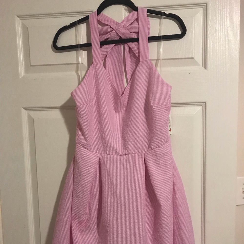 Pink seersucker dress
